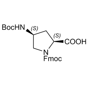 Boc-(2S,4S)-4-amino-1-Fmoc-pyrrolidine-2-carboxylic acid 221352-74-5 C25H28N2O6 452.5 g/mol RARECHEM EM WB 0070;BOC-(2S,4S)-4-AMINO-1-FMOC-PYRROLIDINE-2-CARBOXYLIC ACID;(2S, 4S)-BOC-4-AMINO-1-FMOC-PYRROLIDINE-2-CARBOXYLIC ACID;(2S,4S)-FMOC-GAMMA-(BOC-AMINO)-PROLINE;(2S,4S)-4-[[(1,1-Dimethylethoxy)carbonyl]amino]-1,2-pyrrolidinedicarboxylic acid 1-(9H-fluoren-9-ylmethyl) ester;(2S,4S)-Foc-4-amino-1-Fmoc-pyrrolidine-2-carboxylic acid;(4S)-1-Fmoc-4-(Boc-amino)-L-proline;Boc-(2S,4S)-4-amino-1-Fmoc-pyrrolidine-2-carboxylic acid≥ 98% (HPLC) AminoPrimeCentral.com,custom Amino Acid Derivatives,custom Peptides,sales@aminoprimecentral.com