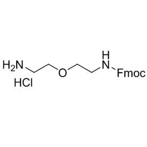 Fmoc-2-(2-aminoethoxy)-ethylamine hydrochloride 221352-88-1 C19H23ClN2O3 362.85 g/mol RARECHEM EM WB 0242;N-FMOC-2,2'-OXYDIETHYLAMINE HYDROCHLORIDE;FMOC-2-(2-AMINOETHOXY)-ETHYLAMINE HYDROCHLORIDE;2-[2-(FMOC-AMINO)ETHOXY]ETHYLAMINE HYDROCHLORIDE;(9H-Fluoren-9-yl)Methyl (2-(2-aMinoethoxy)ethyl)carbaMate hydrochloride;FMoc-2-(2-aMinoethoxy)-ethylaMine, HCl;[2-(2-Aminoethoxy)ethyl]carbamic acid 9H-fluoren-9-ylmethyl ester monohydrochloride  AminoPrimeCentral.com,custom Amino Acid Derivatives,custom Peptides,sales@aminoprimecentral.com