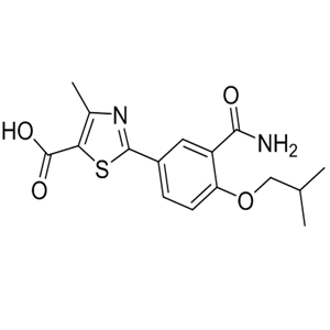 Febuxostat Related CoMpound 1239233-86-3 C16H18N2O4S 334.39 g/mol 2-[3-(AMinocarbonyl)-4-(2-Methylpropoxy)phenyl]-4-Methyl-5-thiazolecarboxylic Acid;Febuxostat Related CoMpound;2-(3-Carbamoyl-4-isobutoxyphenyl)-4-methylthiazole-5-carboxylic acid;Febuxostat Amide Impurity;Febuxostat Impurity D;Febuxostat Impurity 4 AminoPrimeCentral.com,custom Amino Acid Derivatives,custom Peptides,sales@aminoprimecentral.com