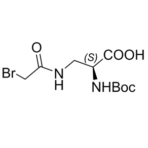 Boc-Dap(bromoacetyl)-OH 135630-90-9 C10H17BrN2O5 325.16 g/mol N-ALPHA-TERT-BUTYLOXYCARBONYL-N-BETA-BROMOACETYL-2,3-DIAMINOPROPIONIC ACID;N-ALPHA-T-BUTOXYCARBONYL-N-BETA-BROMOACETYL-L-2,3-DIAMINOPROPIONIC ACID;N-ALPHA-T-BUTYLOXYCARBONYL-N-BETA-BROMOACETYL-L-2,3-DIAMINOPROPIONIC ACID;BOC-ALPHA,BETA-DIAMINOPROPIONIC ACID(BROMOACETYL)-OH;BOC-L-DAP(BROMOACETYL)-OH;BOC-N-BETA-BROMOACETYL-L-2,3-DIAMINOPROPIONIC ACID;BOC-DAP(BRAC)-OH;BOC-DAP(BROMOACETYL)-OH AminoPrimeCentral.com,custom Amino Acid Derivatives,custom Peptides,sales@aminoprimecentral.com
