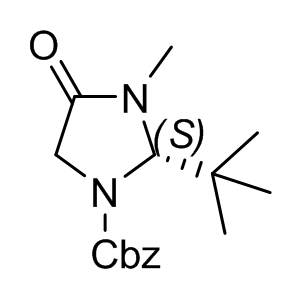 (S)-1-Z-2-tert-butyl-3-methyl-4-imidazolidinone 119906-49-9 C16H22N2O3 290.36 g/mol (S)-1-Z-2-TERT-BUTYL-3-METHYL-4-IMIDAZOLIDINONE;(S)-(-)-1-(BENZYLOXYCARBONYL)-2-TERT-BUTYL-3-METHYL-4-IMIDAZOLIDINONE;(S)-1-Z-2-tert-Butyl-3-methyl-4-imidazolidinone, 98% (98% ee/HPLC);(S)-1-Z-2-tert-Butyl-3-methyl-4-imidazolidinone, (S)-(-)-1-(Benzyloxycarbonyl)-2-tert-butyl-3-methyl-4-imidazolidinone;(S)-Benzyl 2-(tert-butyl)-3-Methyl-4-oxoiMidazolidine-1-carboxylate;(S)-2-t-butyl-1-carbobenzyloxy-3-methyl-4-imidazolidinone;(S)-1-Z-2-tert-butyl-3-methyl-4-imidazolidinone≥ 98% (HPLC) AminoPrimeCentral.com,custom Amino Acid Derivatives,custom Peptides,sales@aminoprimecentral.com
