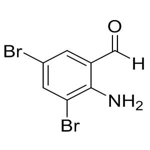 Ambroxol Hydrochloride Impurity E  50910-55-9      C7H5Br2NO 278.93 g/mol 3,5-DIBROMOANTHRALDEHYDE;3,5-DIBROMOANTHRANILALDEHYDE;3,5-DIBROMANTHRANILALDEHYD;2-AMINO-3,5-DIBROMOBENZALDEHYDE;3,5-Dibromo-2-aminobenzaldehyde;2-AMINO-3,5-DIBROMOBENZALDEHYDE=3,5-DIBROMOANTHRANILALDEHYDE;2-AMINO-3,5-DIBROMOBENZALDEHYDE 98 %;2-Amino-3,5-Bromo Benzaldehyde AminoPrimeCentral.com,custom Amino Acid Derivatives,custom Peptides,sales@aminoprimecentral.com