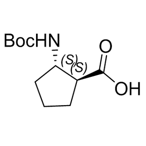 (1S,2S)-Boc-aminocyclopentane carboxylic acid 143679-80-5 C11H19NO4 229.27 g/mol (1S,2S)-BOC-ACPC;(1S,2S)-BOC-2-AMINOCYCLOPENTANE CARBOXYLIC ACID;(1S:2S)-BOC-2-AMINO-1-CYCLOPENTANE CARBOXYLIC ACID;(1S,2S)-Boc-aminocyclopentane carboxylic acid;(1S,2S)-2-(tert-butoxycarbonylaMino)cyclopentanecarboxylic acid;(1S-trans)-2-[[(1,1-Dimethylethoxy)carbonyl]amino]cyclopentanecarboxylic acid;Cyclopentanecarboxylicacid, 2-[[(1,1-diMethylethoxy)carbonyl]aMino]-, (1S,2S)-;Trans-(1S,2S)-2-((tert-butoxycarbonyl)aMino)cyclopentanecarboxylic acid AminoPrimeCentral.com,custom Amino Acid Derivatives,custom Peptides,sales@aminoprimecentral.com