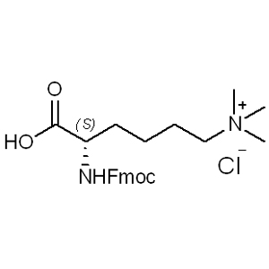 Fmoc-Lys(Me)3-OH.Cl     201004-29-7  C24H31N2O4.Cl 446.97 g/mol FMOC-LYSINE(ME)3-OH CHLORIDE;FMOC-LYS(ME)3-OH CHLORIDE;FMOC-LYS(ME3)-OH HCL;FMOC-N-EPSILON-(TRIMETHYL)-L-LYSINE CHLORIDE;FMOC-L-LYS(ME3)-OH CL;N-ALPHA-FMOC-N-EPSILON,EPSILON,EPSILON-TRIMETHYL-L-LYSINE CHLORIDE;N-ALPHA-(9-FLUORENYLMETHYLOXYCARBONYL)-N-EPSILON-TRIMETHYLAMONIUM-L-LYSINE CHLORIDE;N-ALPHA-(9-FLUORENYLMETHOXYCARBONYL)-N-EPSILON,N-EPSILON,N-EPSILON-TRIMETHYL-L-LYSINE CHLORIDE AminoPrimeCentral.com,custom Amino Acid Derivatives,custom Peptides,sales@aminoprimecentral.com