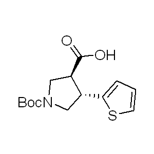 Boc-trans-DL-b-pro-4-(2-thienyl)-OH 959581-75-0 C14H19NO4S 297.37 g/mol BOC-( /-)-TRANS-4-(2-THIENYL)PYRROLIDINE-3-CARBOXYLIC ACID;BOC-(TRANS)-4-(2-THIENYL)-PYRROLIDINE-3-CARBOXYLIC ACID;BOC-TRANS-DL-PRO(2-THIENYL)-OH;Boc-trans-DL-b-Pro-4-(2-thienyl)-OH;(3S,4S)-1-Boc-4-(2-thienyl)pyrrolidine-3-carboxylic acid;Boc-(3S,4S)-beta-Pro-4-(2-thienyl)-OH;(3S,4S)-1-(tert-Butoxycarbonyl)-4-(thiophen-2-yl)pyrrolidine-3-carboxylic acid  AminoPrimeCentral.com,custom Amino Acid Derivatives,custom Peptides,sales@aminoprimecentral.com