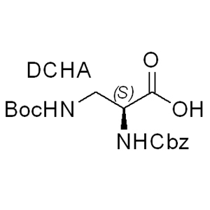 Boc-Dap(Z)-OH.DCHA 65710-58-9 C28H45N3O6 519.67 g/mol N-ALPHA-BOC-N-BETA-Z-L-DIAMINOPROPIONIC ACID DCHA;N-ALPHA-TERT-BUTYLOXYCARBONYL-N-BETA-BENZYLOXYCARBONYL-L-2,3-DIAMINOPROPIONIC ACID DICYCLOHEXYLAMINE;N-ALPHA-T-BUTOXYCARBONYL-BETA-CARBOBENZOXY-L-2,3-DIAMINOPROPIONIC ACID DICYCLOHEXYLAMMONIUM SALT;N-ALPHA-T-BUTYLOXYCARBONYL-N-BETA-BENZYLOXYCARBONYL-L-2,3-DIAMINOPROPIONIC ACID DICYCLOHEXYLAMINE;RARECHEM EM WB 0108;L-ALANINE, N-[(1,1-DIMETHYLETHOXY)CARBONYL]-3-[[(PHENYLMETHOXY)CARBONYL]AMINO]-, COMPOUND WITH N-CYCLOHEXYLCYCLOHEXANAMINE (1:1);BOC-ALPHA,BETA-DIAMINOPROPIONIC ACID(Z)-OH DCHA;BOC-3-(Z-AMINO)-L-ALANINE DICYCLOHEXYLAMINE SALT AminoPrimeCentral.com,custom Amino Acid Derivatives,custom Peptides,sales@aminoprimecentral.com
