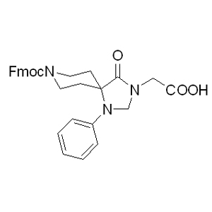 Fmoc-Cptd-OH 215190-27-5 C30H29N3O5 511.57 g/mol RARECHEM EM WB 0253;FMOC-CPTD;FMOC-CPTD-OH;FMOC-3-CARBOXYMETHYL-1-PHENYL-1,3,8-TRIAZASPIRO[4 5]DECAN-4-ONE;{8-[(9h-fluoren-9-ylmethoxy)carbonyl]-4-oxo-1-phenyl-1,3,8-triazaspiro[4.5]dec-3-yl}acetic acid;Fmoc-3-carboxymethyl-1-phenyl-1,3,8-triazaspiro[4.5]decan-4-one≥ 97% (HPLC) AminoPrimeCentral.com,custom Amino Acid Derivatives,custom Peptides,sales@aminoprimecentral.com