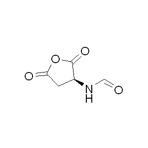 (S)-N-(2,5-dioxotetrahydrofuran-3-yl)formamide 33605-73-1 C5H5NO4 143.1 g/mol Formamide,N-[(3S)-tetrahydro-2,5-dioxo-3-furanyl]-;(S)-(-)-2-Formamidosuccinic anhydride technical grade, 90%;(S)-(-)-2-FORMAMIDOSUCCINIC ANHYDRIDE;(S)-(−)-2-Formamidosuccinic anhydride ;(S)-N-(tetrahydro-2,5-dioxo-3-furyl)formamide ;N-Formyl-L-aspartic anhydride;)-2-ForMaMidosuccinic anhydride;N-Formylaspartic anhydride AminoPrimeCentral.com,custom Amino Acid Derivatives,custom Peptides,sales@aminoprimecentral.com