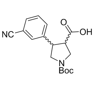 Boc-trans-DL-b-Pro-4-(3-cyanophenyl)-OH 959580-33-7 C17H20N2O4 316.35 g/mol BOC-TRANS-DL-PRO(3-CYANOPHENYL)-OH;BOC-( /-)-TRANS-4-(3-CYANOPHENYL)PYRROLIDINE-3-CARBOXYLIC ACID;BOC-(TRANS)-4-(3-CYANO-PHENYL)-PYRROLIDINE-3-CARBOXYLIC ACID;Boc-trans-DL-b-Pro-4-(3-cyanophenyl)-OH;(3S,4R)-1-Boc-4-(3-cyanophenyl)pyrrolidine-3-carboxylic acid;Boc-(3S,4R)-beta-Pro-4-(3-cyanophenyl)-OH;(3S,4R)-1-(tert-butoxycarbonyl)-4-(3-cyanophenyl)pyrrolidine-3-carboxylic acid AminoPrimeCentral.com,custom Amino Acid Derivatives,custom Peptides,sales@aminoprimecentral.com