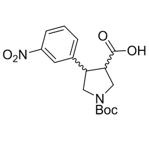 Boc-trans-DL-b-Pro-4-(3-nitrophenyl)-OH 959577-50-5 C16H20N2O6 336.34 g/mol BOC-TRANS-DL-PRO(3-NITROPHENYL)-OH;BOC-( /-)-TRANS-4-(3-NITROPHENYL)PYRROLIDINE-3-CARBOXYLIC ACID;BOC-(TRANS)-4-(3-NITRO-PHENYL)-PYRROLIDINE-3-CARBOXYLIC ACID;Boc-trans-DL-b-Pro-4-(3-nitrophenyl)-OH;(3S,4R)-1-Boc-4-(3-nitrophenyl)pyrrolidine-3-carboxylic acid;Boc-(3S,4R)-beta-Pro-4-(3-nitrophenyl)-OH;(3R,4S)-1-(tert-Butoxycarbonyl)-4-(3-nitrophenyl)pyrrolidine-3-carboxylic acid AminoPrimeCentral.com,custom Amino Acid Derivatives,custom Peptides,sales@aminoprimecentral.com