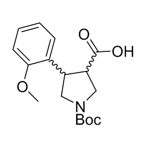 Boc-trans-DL-b-Pro-4-(2-methoxyphenyl)-OH 1217689-78-5 C17H23NO5 321.37 g/mol BOC-( /-)-TRANS-4-(2-METHOXYLPHENYL)-PYRROLIDINE-3-CARBOXYLIC ACID;BOC-( /-)-TRANS-4-(2-METHOXYPHENYL)PYRROLIDINE-3-CARBOXYLIC ACID;BOC-(TRANS)-4-(2-METHOXY-PHENYL)-PYRROLIDINE-3-CARBOXYLIC ACID;BOC-TRANS-DL-PRO(2-METHOXYPHENYL)-OH;Boc-trans-DL-b-Pro-4-(2-methoxyphenyl)-OH;(3R,4S)-1-(tert-Butoxycarbonyl)-4-(2-Methoxyphenyl)pyrrolidine-3-carboxylic acid AminoPrimeCentral.com,custom Amino Acid Derivatives,custom Peptides,sales@aminoprimecentral.com