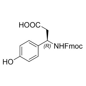 Fmoc-D-beta-Phe(4-OH)-OH 511272-36-9 C24H21NO5 403.43 g/mol N-BETA-(9-FLUORENYLMETHOXYCARBONYL)-BETA-L-HOMO(4-HYDROXYPHENYL)GLYCINE;(R)-3-(9H-FLUOREN-9-YLMETHOXYCARBONYLAMINO)-3-(4-HYDROXY-PHENYL)-PROPIONIC ACID;(R)-3-(9-FLUORENYLMETHOXYCARBONYLAMINO)-3-(4-HYDROXY-PHENYL)-PROPIONIC ACID;RARECHEM DK FW 0163;FMOC-(R)-3-AMINO-3-(4-HYDROXY-PHENYL)-PROPANOIC ACID;FMOC-(R)-3-AMINO-3-(4-HYDROXY-PHENYL)-PROPIONIC ACID;FMOC-PHG(4-OH)-(C*CH2)OH;FMOC-D-BETA-PHE(4-OH)-OH AminoPrimeCentral.com,custom Amino Acid Derivatives,custom Peptides,sales@aminoprimecentral.com