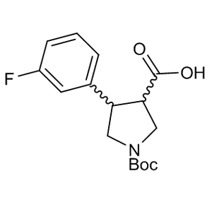 Boc-trans-DL-b-Pro-4-(3-fluorophenyl)-OH   301226-53-9 C16H20FNO4 309.33 g/mol BOC-TRANS-DL-PRO(3-FLUOROPHENYL)-OH;BOC-( /-)-TRANS-4-(3-FLUOROPHENYL)-PYRROLIDINE-3-CARBOXYLIC ACID;BOC-(TRANS)-4-(3-FLUORO-PHENYL)-PYRROLIDINE-3-CARBOXYLIC ACID;BOC-DL-TRANS-4-(3-FLUOROPHENYL)PYRROLIDINE-3-CARBOXYLIC ACID;Boc-trans-DL-b-Pro-4-(3-fluorophenyl)-OH;Boc-trans-DL-beta-Pro-4-(3-fluorophenyl)-OH;trans-1-Boc-4-(3-fluorophenyl)pyrrolidine-3-carboxylic acid;trans-1-(tert-Butoxycarbonyl)-4-(3-fluorophenyl)pyrrolidine-3-carboxylic acid AminoPrimeCentral.com,custom Amino Acid Derivatives,custom Peptides,sales@aminoprimecentral.com