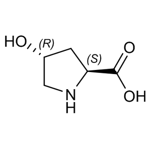 cis-4-Hydroxy-L-proline 618-27-9 C5H9NO3 131.13 g/mol CIS-4-HYDROXY-L-PROLINE;CIS-L-4-HYDROXYPROLINE;CIS-HYP-OH;CIS-HYDROXYPROLINE;CHYP;HYDROXY-L-PROLINE [ALLO];H-PRO(CIS-4-OH)-OH;H-CIS-HYP-OH AminoPrimeCentral.com,custom Amino Acid Derivatives,custom Peptides,sales@aminoprimecentral.com