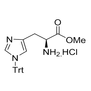H-His(Trt)-OMe.HCl   32946-56-8 C26H25N3O2.ClH 447.963 g/mol H-His(tau-Trt)-OMe . HCl;(S)-methyl 2-amino-3-(1-trityl-1H-imidazol-4-yl)propanoate hydrochloride;H-His(1-Trt)-OMe;1-(Triphenylmethyl)-L-histidine methyl ester monohydrochloride;(S)-2-Amino-3-(1-trityl-1H-imidazol-4-yl)-propionic acid methyl ester hydrochloride;L-His(Trt)-OMe.HCl;Nim-Trityl-L-histidine methyl ester hydrochloride≥ 99.5% (HPLC) AminoPrimeCentral.com,custom Amino Acid Derivatives,custom Peptides,sales@aminoprimecentral.com