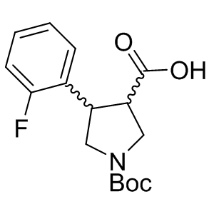 Boc-trans-DL-b-Pro-4-(2-fluorophenyl)-OH 959581-02-3 C16H20FNO4 309.33 g/mol BOC-( /-)-TRANS-4-(2-FLUOROPHENYL)-PYRROLIDINE-3-CARBOXYLIC ACID;BOC-(TRANS)-4-(2-FLUORO-PHENYL)-PYRROLIDINE-3-CARBOXYLIC ACID;BOC-TRANS-DL-PRO(2-FLUOROPHENYL)-OH;Boc-trans-DL-b-Pro-4-(2-fluorophenyl)-OH;(3S,4R)-1-Boc-4-(2-fluorophenyl)pyrrolidine-3-carboxylic acid;Boc-(3S,4R)-beta-Pro-4-(2-fluorophenyl)-OH;(3S,4R)-1-(tert-butoxycarbonyl)-4-(2-fluorophenyl)pyrrolidine-3-carboxylic acid AminoPrimeCentral.com,custom Amino Acid Derivatives,custom Peptides,sales@aminoprimecentral.com