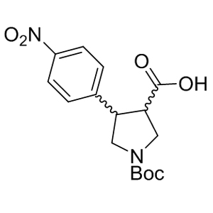 Boc-trans-DL-b-Pro-4-(4-nitrophenyl)-OH 959579-94-3 C16H20N2O6 336.34 g/mol BOC-( /-)-TRANS-4-(4-NITROPHENYL)PYRROLIDINE-3-CARBOXYLIC ACID;BOC-(TRANS)-4-(4-NITRO-PHENYL)-PYRROLIDINE-3-CARBOXYLIC ACID;BOC-TRANS-DL-PRO(4-NITROPHENYL)-OH;Boc-trans-DL-b-Pro-4-(4-nitrophenyl)-OH;(3S,4R)-1-Boc-4-(4-nitrophenyl)pyrrolidine-3-carboxylic acid;Boc-(3S,4R)-beta-Pro-4-(4-nitrophenyl)-OH;(3R,4S)-1-(tert-Butoxycarbonyl)-4-(4-nitrophenyl)pyrrolidine-3-carboxylic acid;trans-1-Boc-4-(4-nitrophenyl)-pyrrolidine-3-carboxylic acid AminoPrimeCentral.com,custom Amino Acid Derivatives,custom Peptides,sales@aminoprimecentral.com
